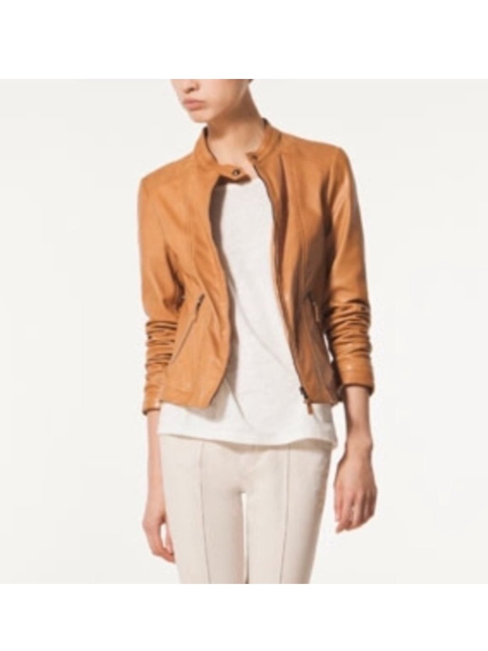 Massimo Dutti Leather Biker Jacket